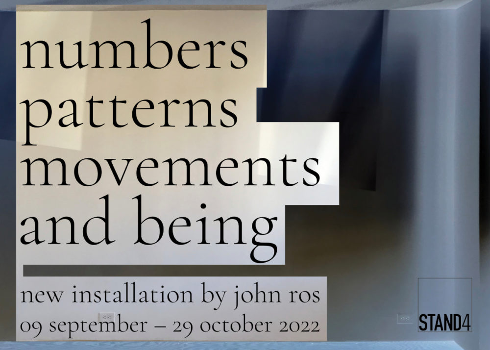 installation artist john ros at stand4 gallery — numbers, patterns, movements and being — brooklyn, new york city. 09 september through 29 october